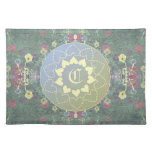 Heart Mandala Monogrammed Puerto Madero Wildflower Cloth Placemat
