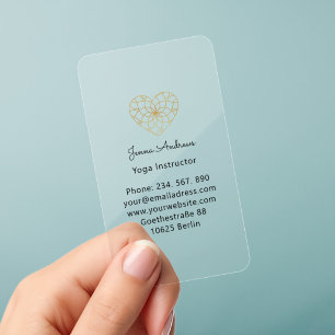 Heart Mandala Yoga Massage Wellness Clear Business Cards