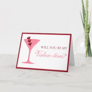 Heart Martini Galentine's Day Red and Pink Card