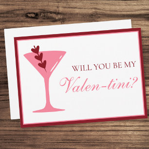 Heart Martini Valentine's Day Red and Pink Card