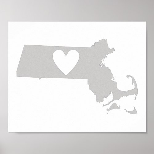 Heart Massachusetts state silhouette Poster