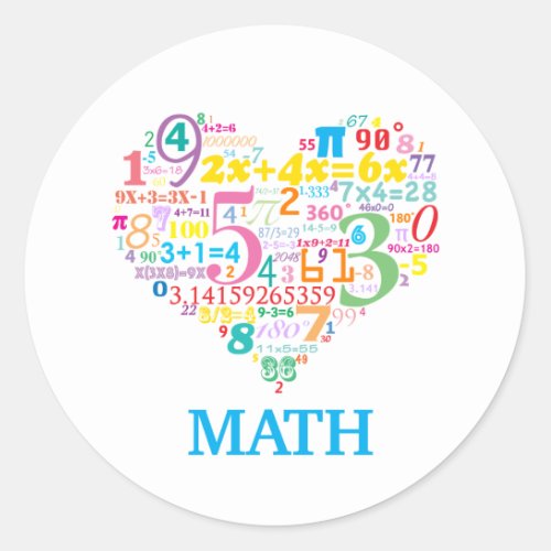 Heart Math Classic Round Sticker
