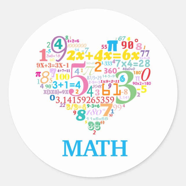 Heart Math Classic Round Sticker (Front)