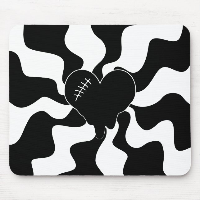Heart Melt in Black and White Mouse Pad (Front)