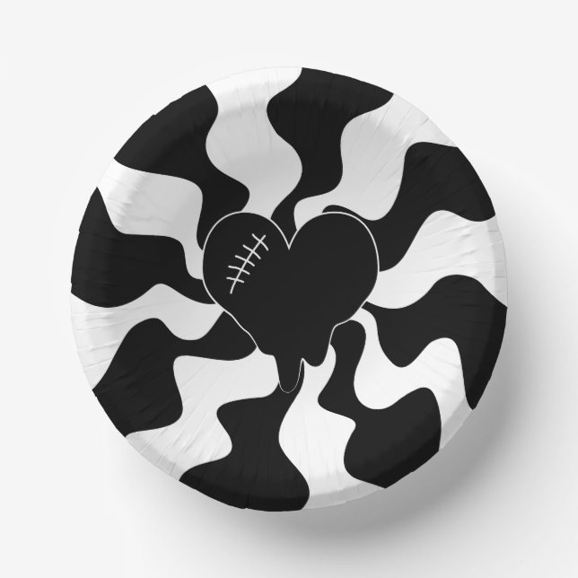 Heart Melt in Black and White Paper Bowls (Front)