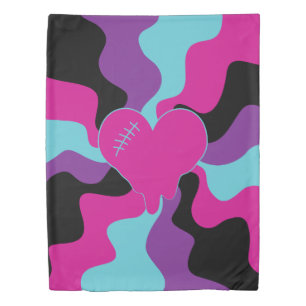 Heart Melt - Pink, Purple, Blue and Black Duvet Cover