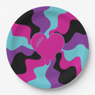 Heart Melt - Pink, Purple, Blue and Black Paper Plates