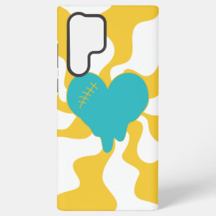 Heart Melt - Turquoise and Yellow Samsung Galaxy S22 Ultra Case