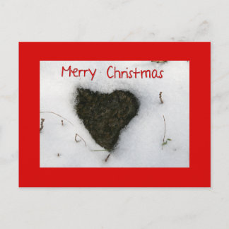 Heart melting snow / Merry Christmas Holiday Postcard