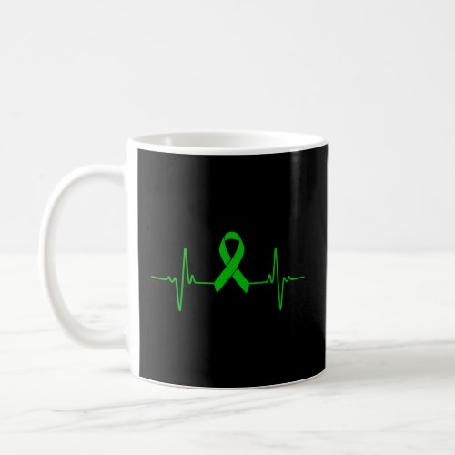 Heart Mental Health Awareness Green Ribbon Support Coffee Mug