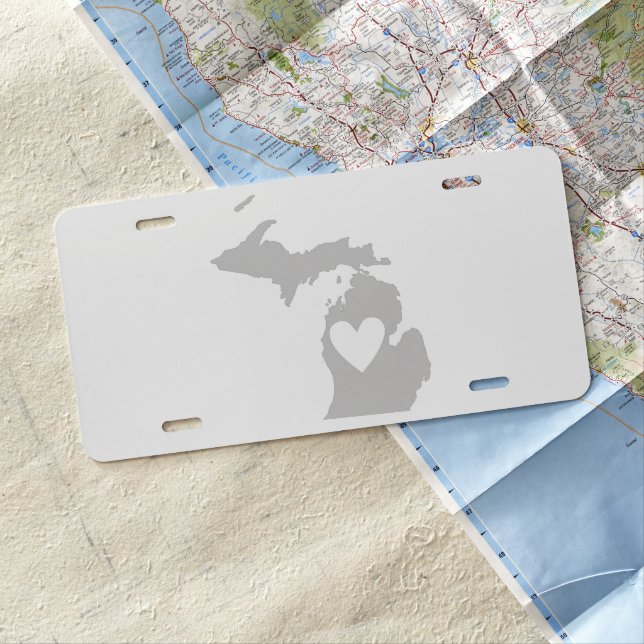 Heart Michigan state silhouette License Plate (In Situ)