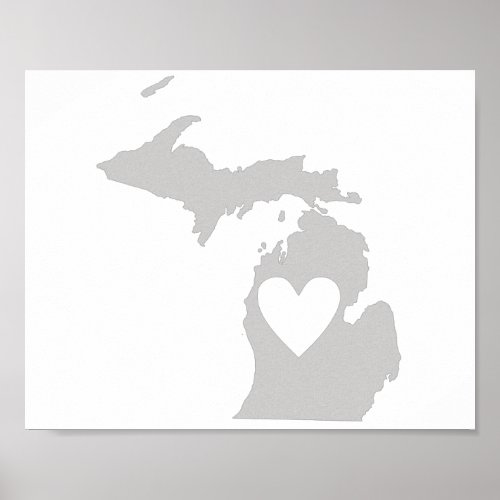 Heart Michigan state silhouette Poster