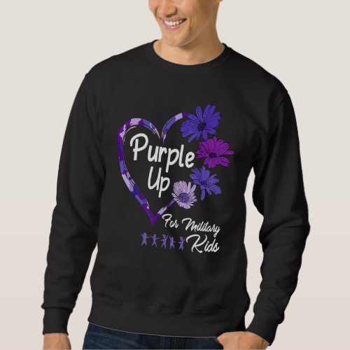 Heart Military Child Month  Purple Up For Military Sweatshirt