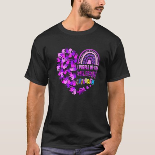 Heart Military Child Month  Purple Up For Military T_Shirt