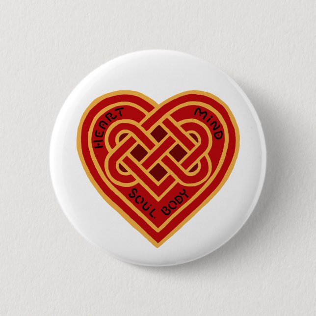 Heart Mind Soul Body Celtic Knot Button (Front)