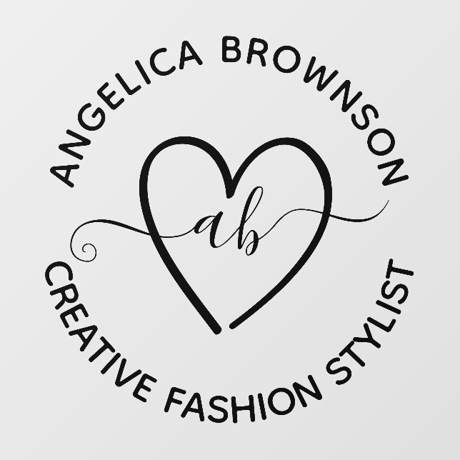 Heart Minimal Business Wedding Name Monogram Wall Decal (Front)