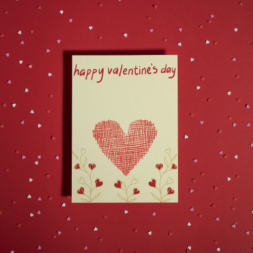 Heart Minimalist Valentines Day Folded Card 