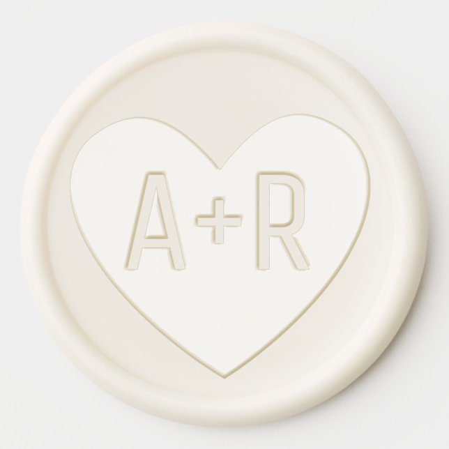 Heart Minimalist Wedding Monogram Wax Seal Sticker (Front)