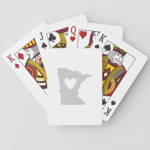 Heart Minnesota Map Shaped Grey Minnesotan Gray Poker Cards