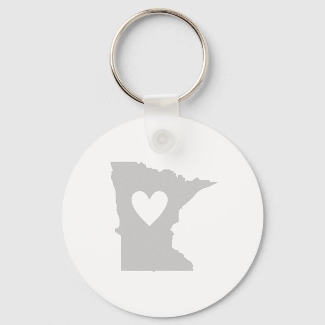 Heart Minnesota Shape Minnesotan Love North Star Keychain (Front)