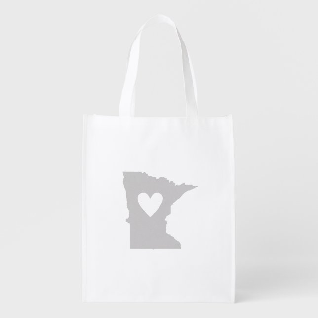 Heart Minnesota Silhouette Reusable Grocery Bag (Front)
