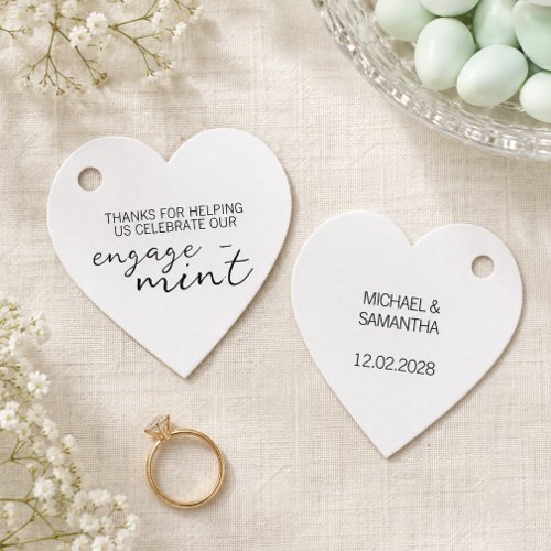 Heart Mint Engagement Thank You Favor Tags