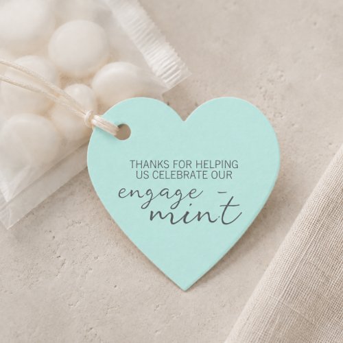 Heart Mint Engagement Thank You Favor Tags