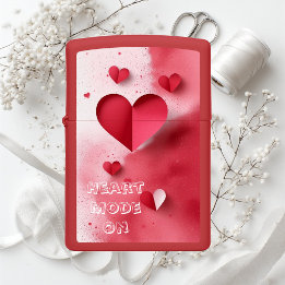 Heart Mode On Quirky Quote Romantic Red & White Zippo Lighter