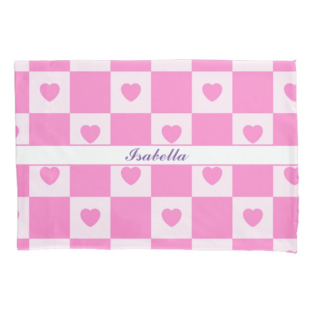 Heart Modern Pink Love Collection Pillow Case (Front)