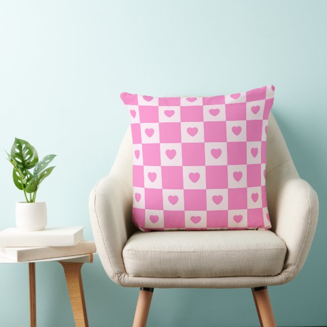 Heart Modern Pink Love Collection Throw Pillow (Chair)