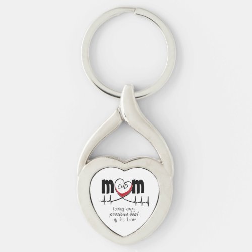 Heart Mom CHD Metal Keychain