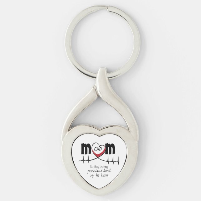 Heart Mom CHD Metal Keychain (Front)