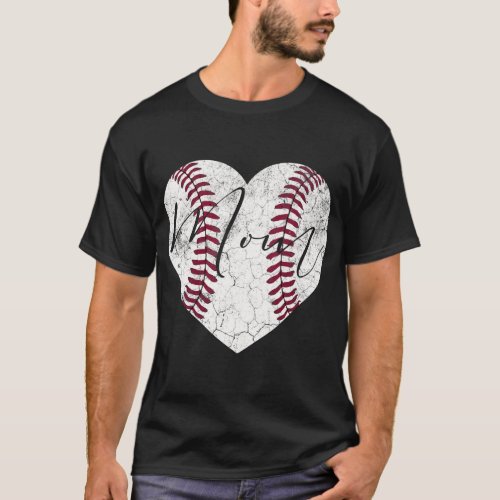 Heart Mom Mothers Day Baseball Softball Gift T_Shirt