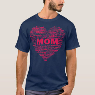 Heart Mom Word Cloud in Pink T-Shirt