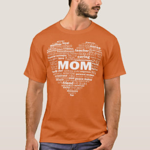 Heart Mom Word Cloud White T-Shirt