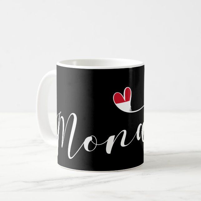 Heart Monaco, Monaco Flag, I Love Monaco Coffee Mug (Front Left)