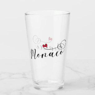 Heart Monaco, Monaco Flag, I Love Monaco Glass