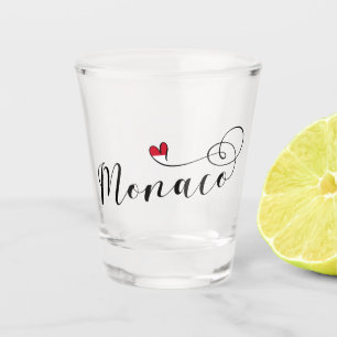 Heart Monaco, Monaco Flag, I Love Monaco Shot Glass