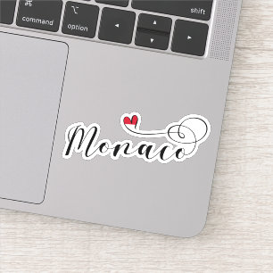 Heart Monaco, Monaco Flag, I Love Monaco Sticker