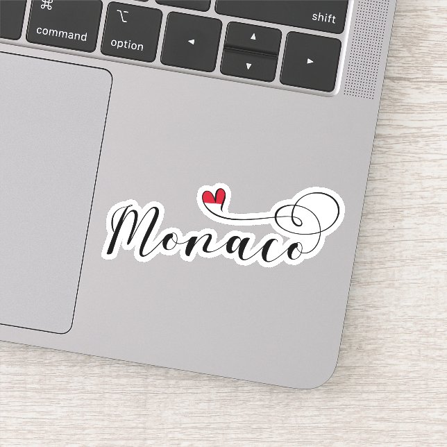 Heart Monaco, Monaco Flag, I Love Monaco Sticker