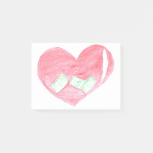 heart money love self_interest greed art post_it notes