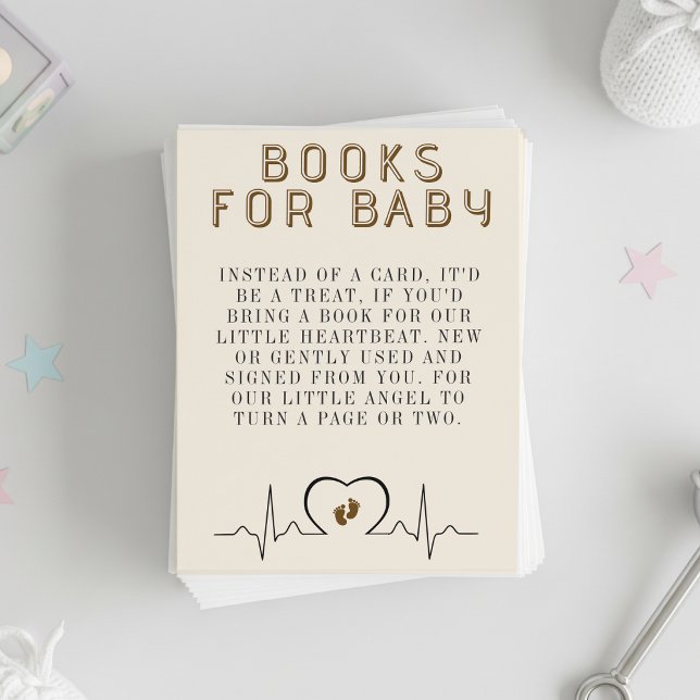 Heart Monitor Brown Baby Shower Book Request Enclosure Card (Heart Monitor Brown Baby Shower Book Request Enclosure Card
)