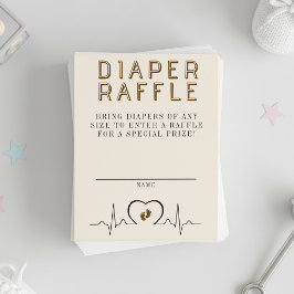 Heart Monitor Brown Baby Shower Diaper Raffle Enclosure Card