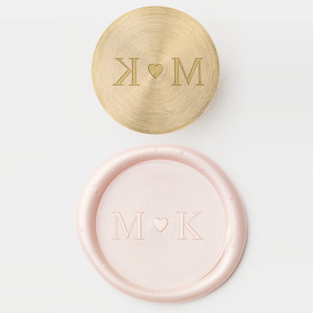 Heart Monogram Bride Groom Initials Wedding Wax Seal Stamp (Stamped)