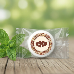 Heart Monogram Brown Floral Life Saver® Mints