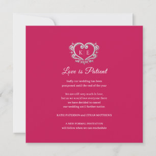 Heart monogram canceled wedding love patient red announcement