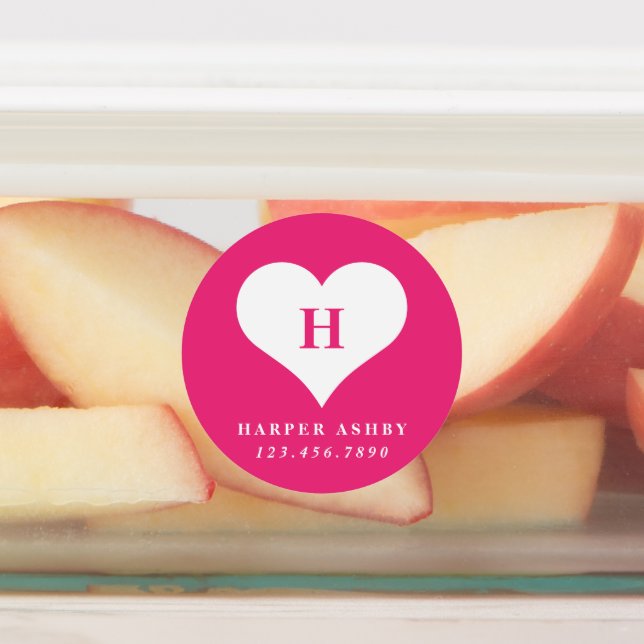 Heart Monogram Colorful Waterproof Name Labels (Affixed)