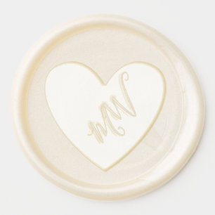 Heart Monogram Initials Wedding Couple Wax Seal Sticker