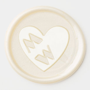 Heart Monogram Initials Wedding Couple Wax Seal Sticker