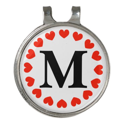 Heart monogram ladies golf hat clip ball marker